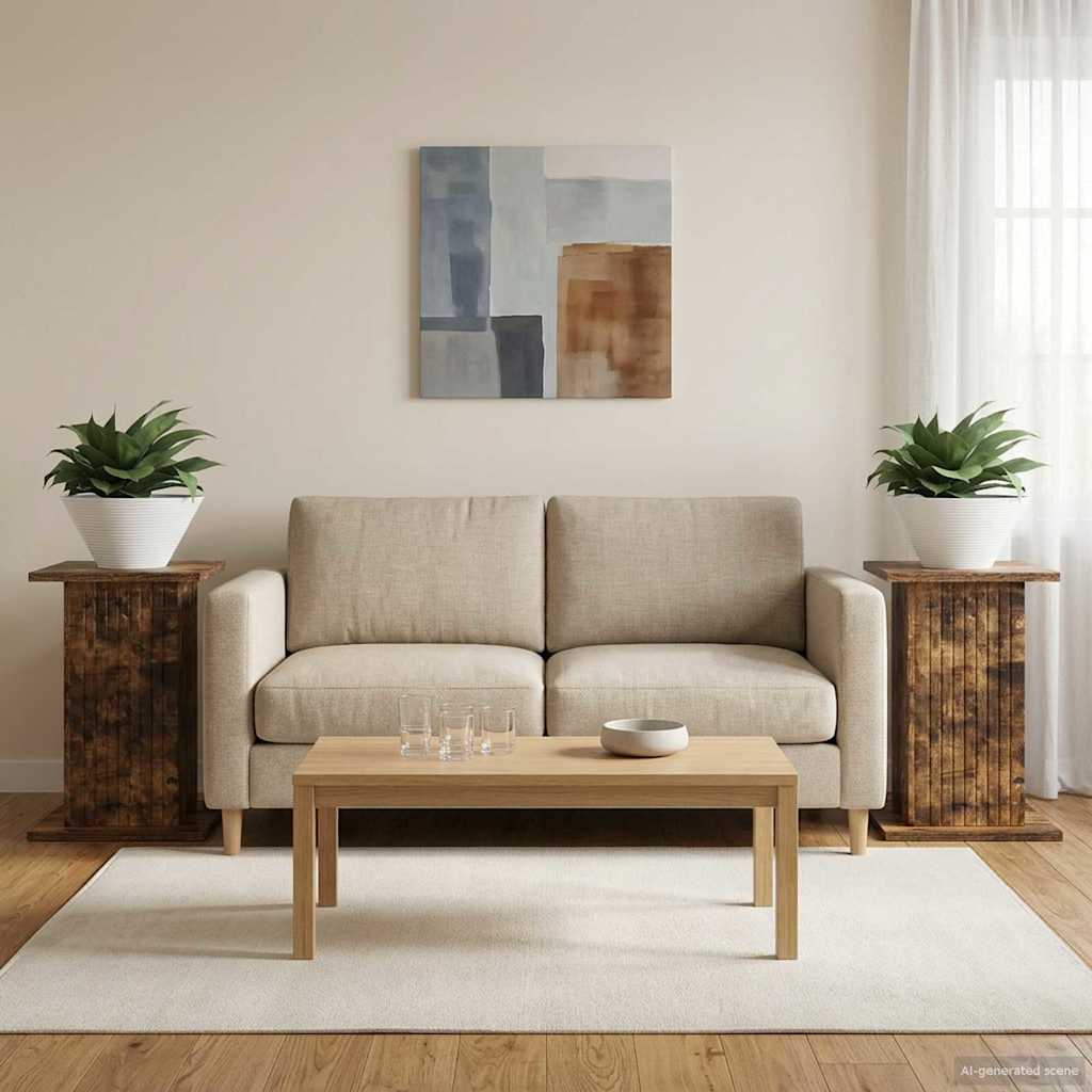 vidaXL Plant Stand 2 pcs Smoked Oak 30.5 x 30 x 43 cm Engineered Wood