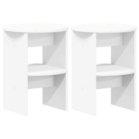 vidaXL Side Cabinet 2 pcs White Ø40 x 50 cm Engineered Wood