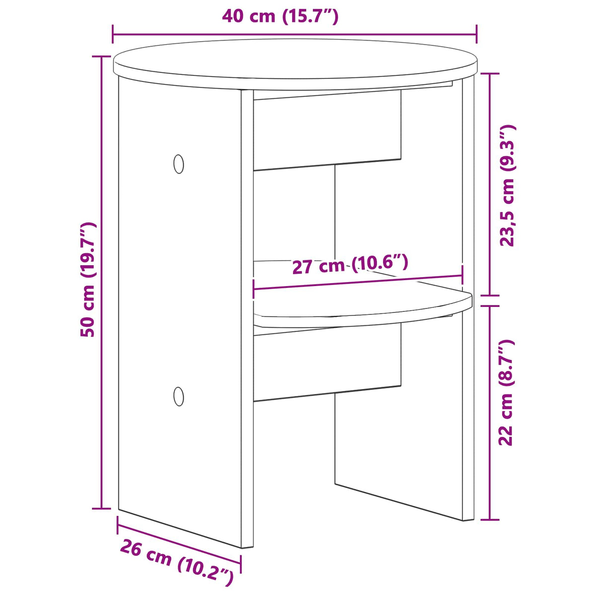 vidaXL Side Cabinet 2 pcs White Ø40 x 50 cm Engineered Wood
