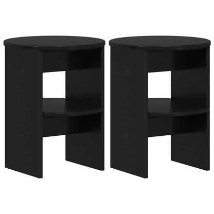 vidaXL Side Cabinet 2 pcs Black Ø40 x 50 cm Engineered Wood