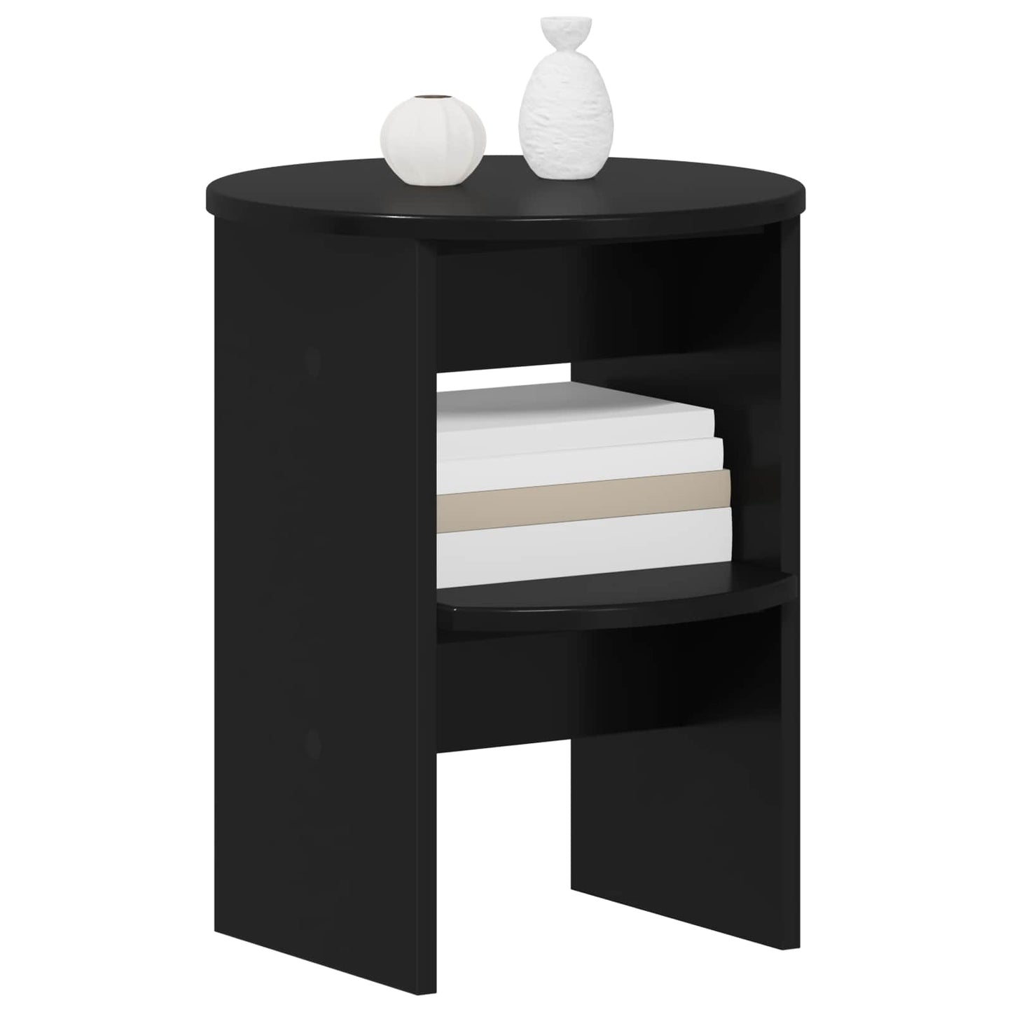 vidaXL Side Cabinet 2 pcs Black Ø40 x 50 cm Engineered Wood