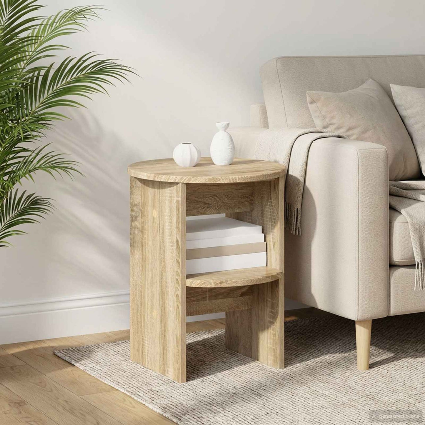 vidaXL Side Cabinet 2 pcs Sonoma Oak Ø40 x 50 cm Engineered Wood