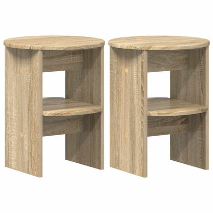 vidaXL Side Cabinet 2 pcs Sonoma Oak Ø40 x 50 cm Engineered Wood