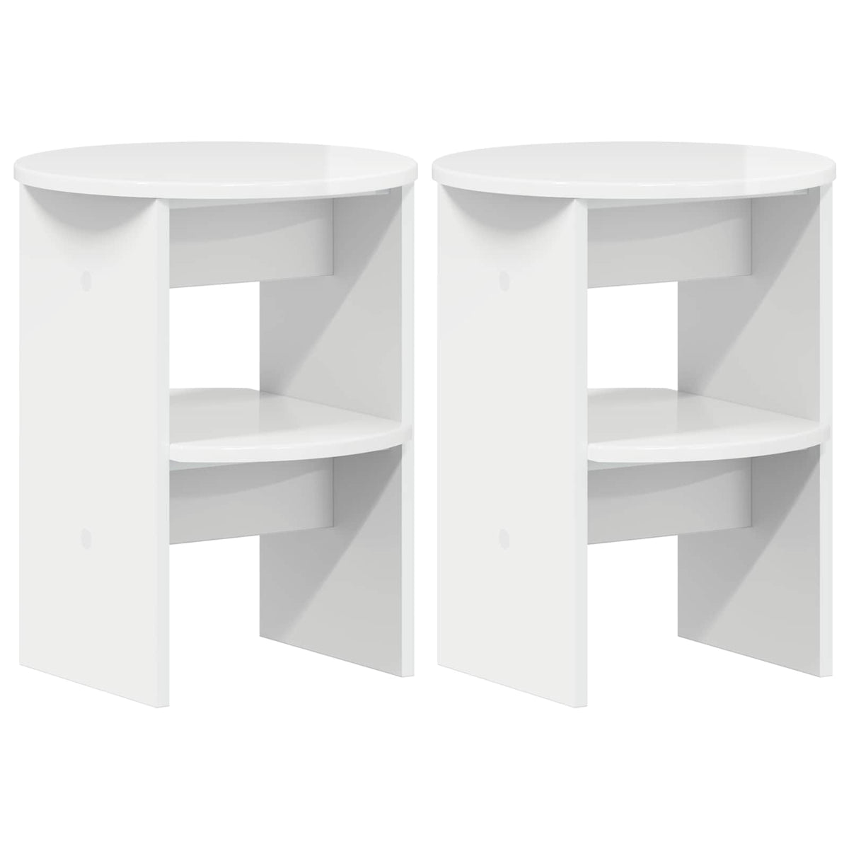 vidaXL Side Cabinet 2 pcs High Gloss White Ø40 x 50 cm Engineered Wood