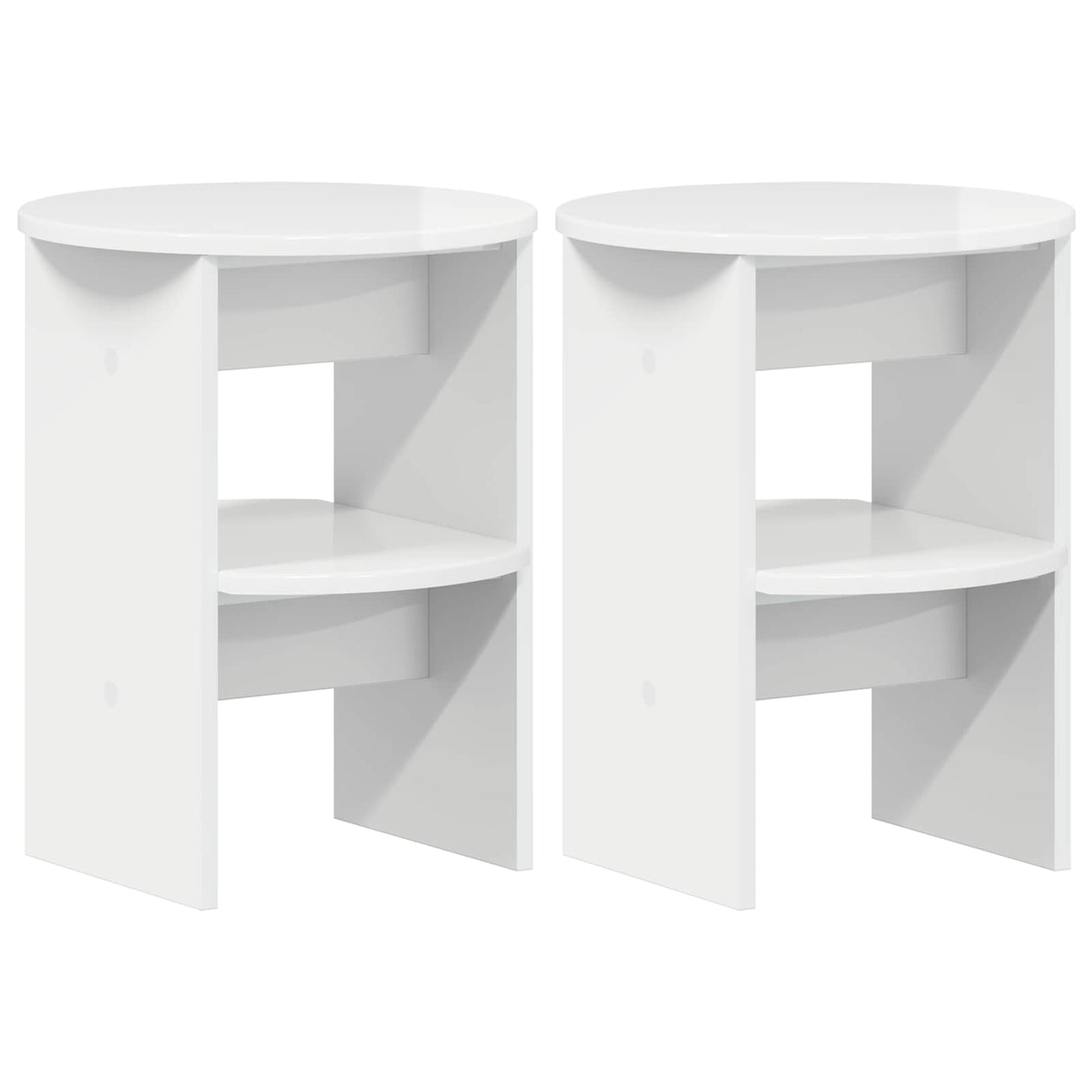 vidaXL Side Cabinet 2 pcs High Gloss White Ø40 x 50 cm Engineered Wood