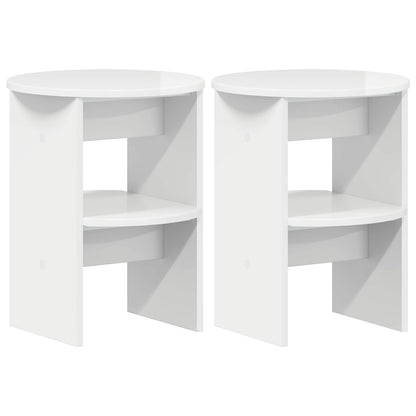 vidaXL Side Cabinet 2 pcs High Gloss White Ø40 x 50 cm Engineered Wood