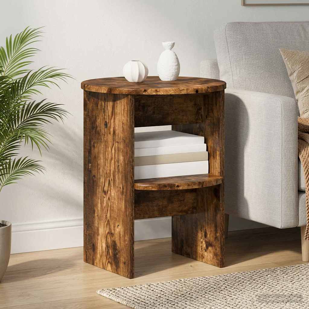 vidaXL Side Cabinet 2 pcs Smoked Oak Ø40 x 50 cm Engineered Wood
