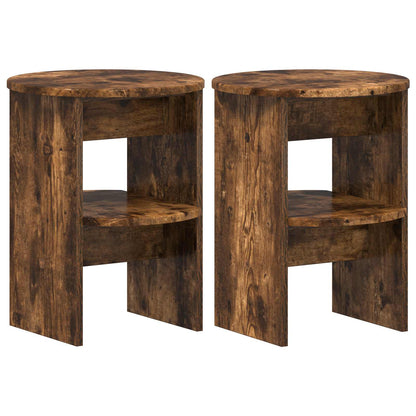 vidaXL Side Cabinet 2 pcs Smoked Oak Ø40 x 50 cm Engineered Wood