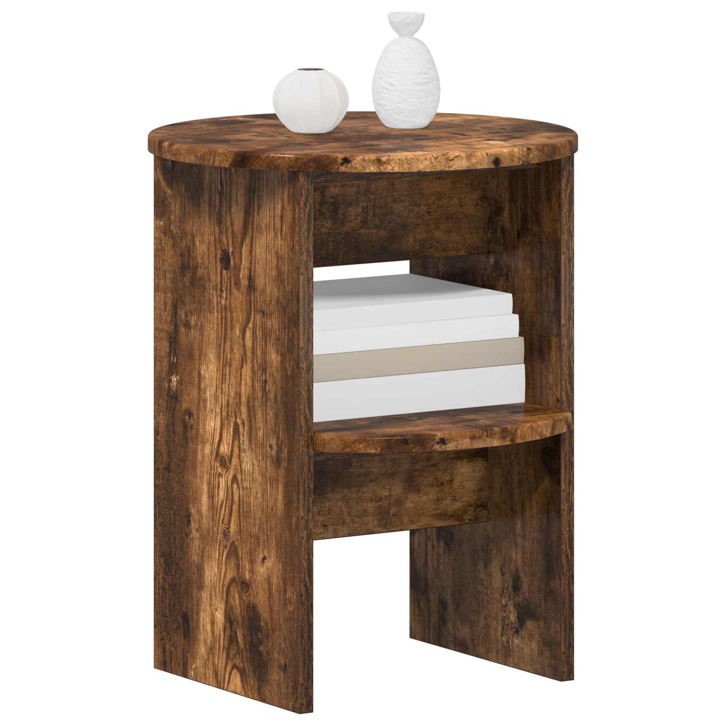 vidaXL Side Cabinet 2 pcs Smoked Oak Ø40 x 50 cm Engineered Wood