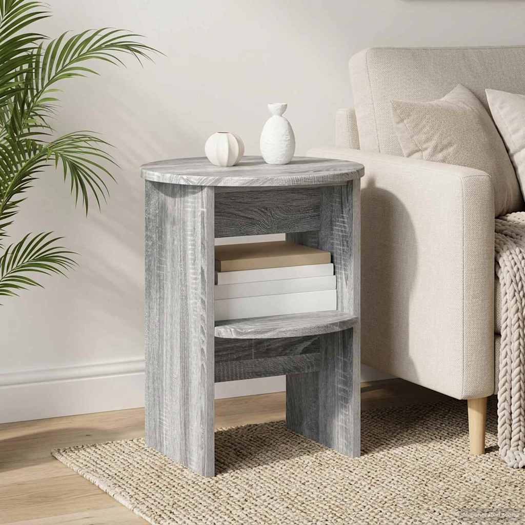 vidaXL Side Cabinet 2 pcs Grey Sonoma Ø40 x 50 cm Engineered Wood