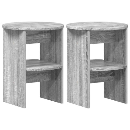 vidaXL Side Cabinet 2 pcs Grey Sonoma Ø40 x 50 cm Engineered Wood