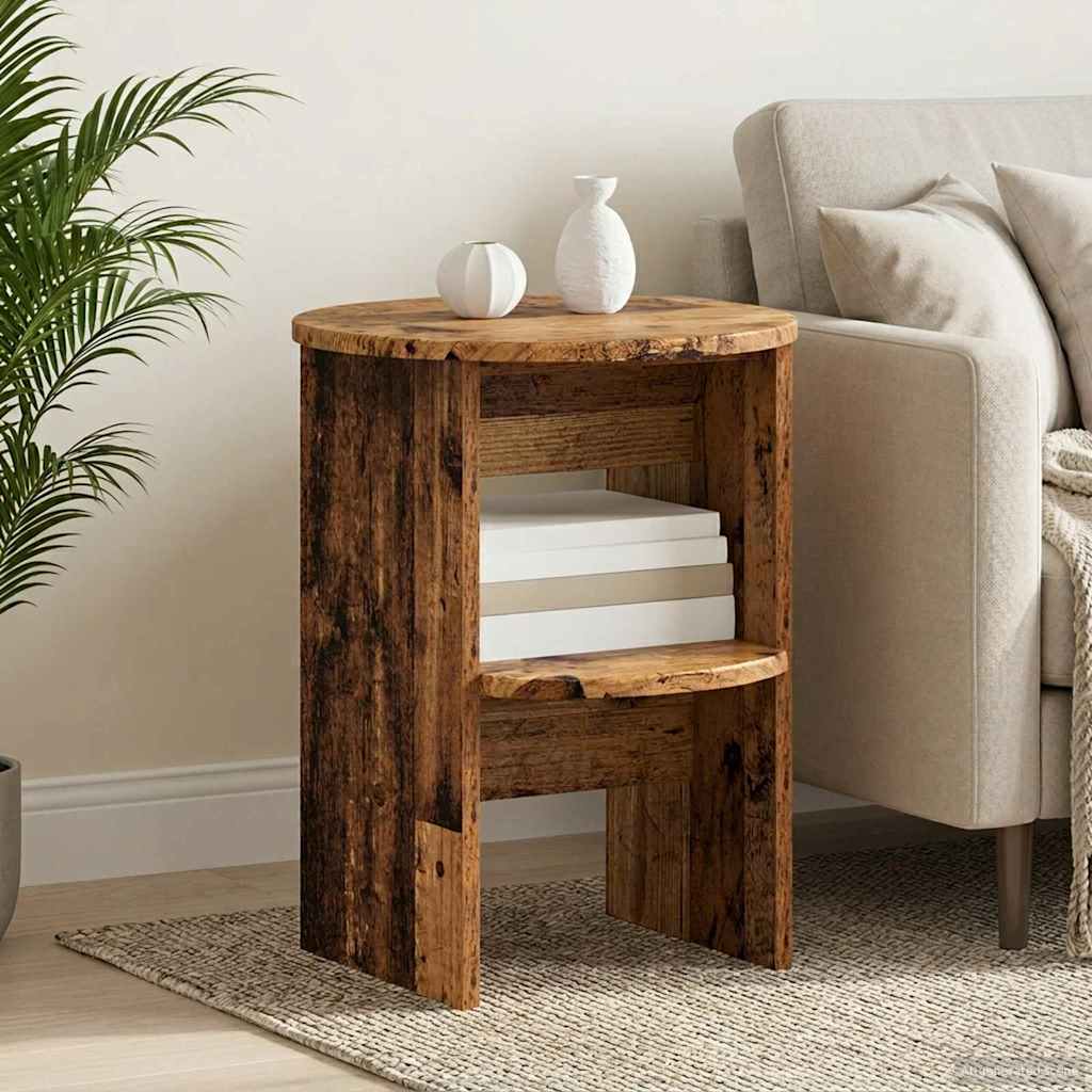 vidaXL Side Cabinet 2 pcs Old Wood Ø40 x 50 cm Engineered Wood
