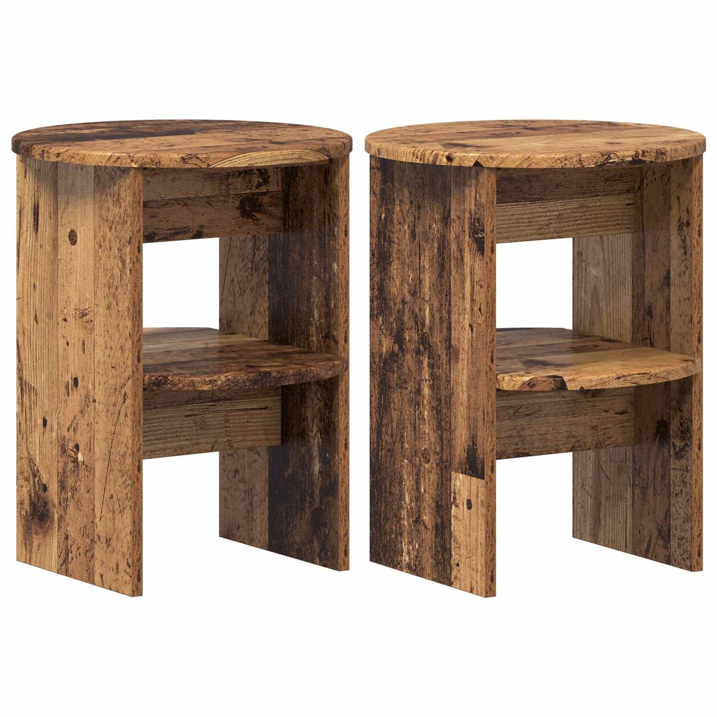 vidaXL Side Cabinet 2 pcs Old Wood Ø40 x 50 cm Engineered Wood