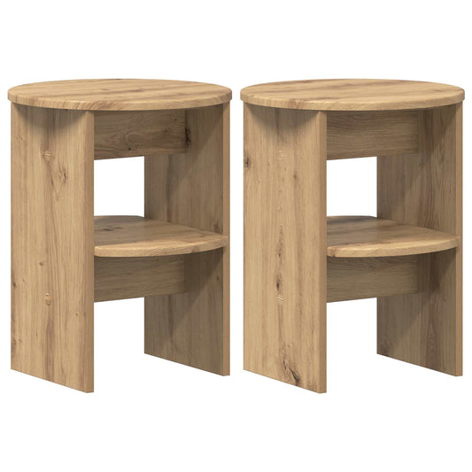 vidaXL Side Cabinet 2 pcs Artisan Oak Ø40 x 50 cm Engineered Wood
