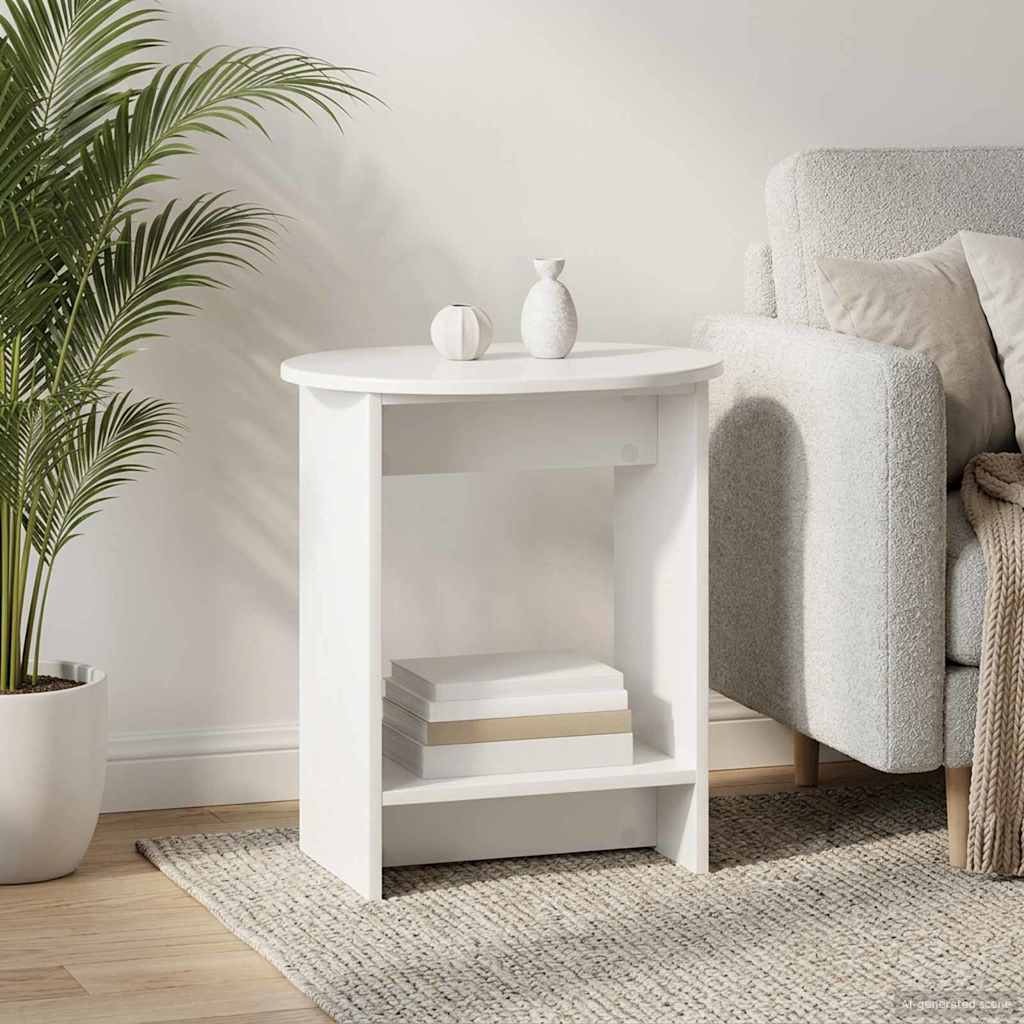vidaXL Side Table High Gloss White 50 x 39,5 x 55 cm Engineered Wood