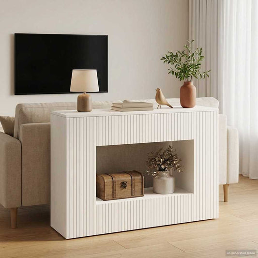 vidaXL Console Table Striped White 101 x 29 x 74 cm Engineered Wood