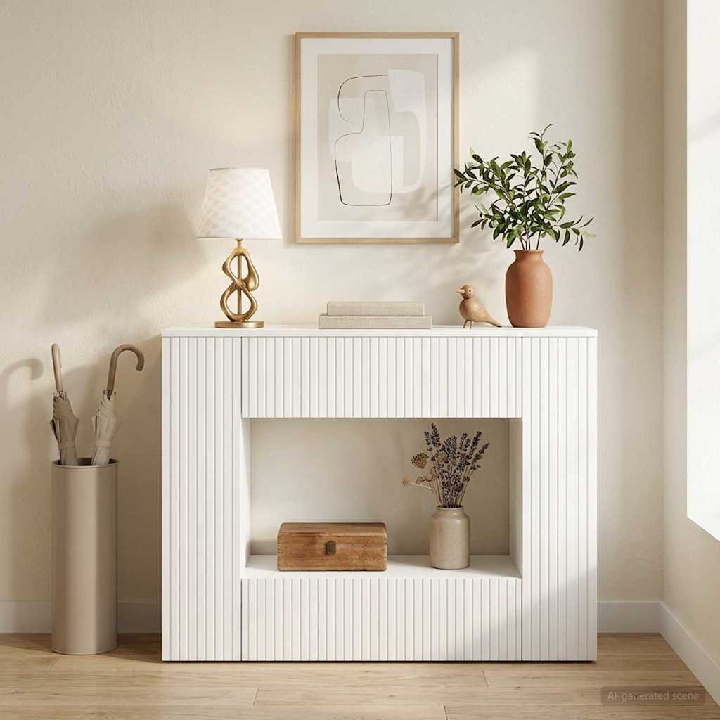 vidaXL Console Table Striped White 101 x 29 x 74 cm Engineered Wood