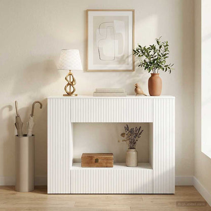 vidaXL Console Table Striped White 101 x 29 x 74 cm Engineered Wood