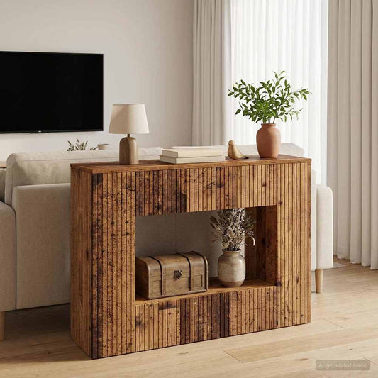vidaXL Console Table Striped Old Wood 101 x 29 x 74 cm Engineered Wood