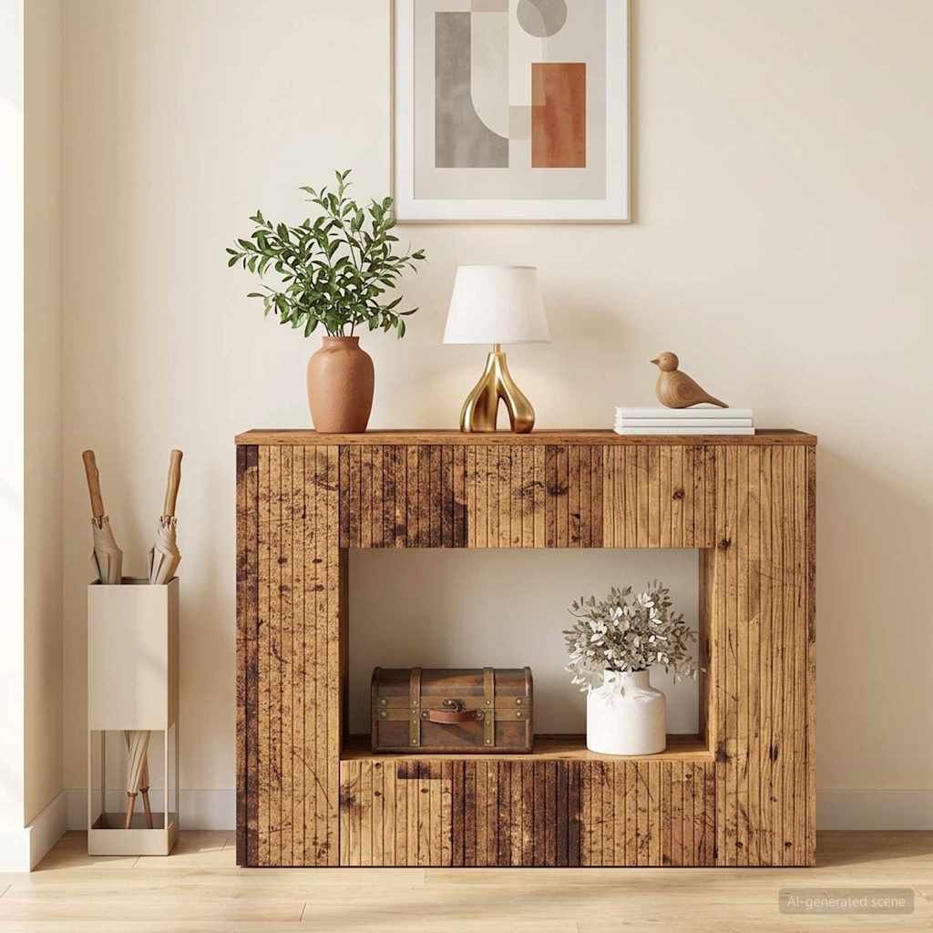 vidaXL Console Table Striped Old Wood 101 x 29 x 74 cm Engineered Wood
