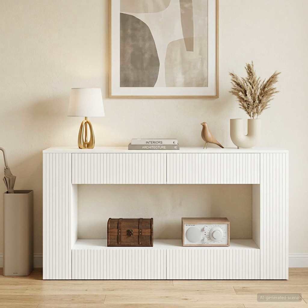 vidaXL Console Table Striped White 155 x 29 x 74 cm Engineered Wood