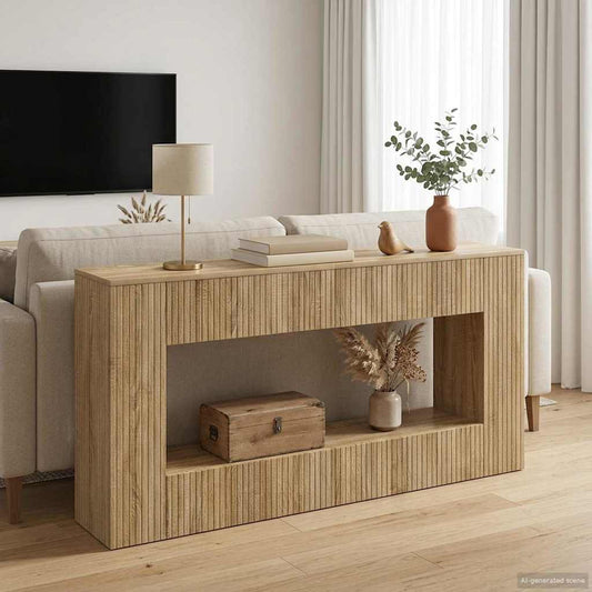 vidaXL Console Table Sonoma Oak 155 x 29 x 74 cm Engineered Wood