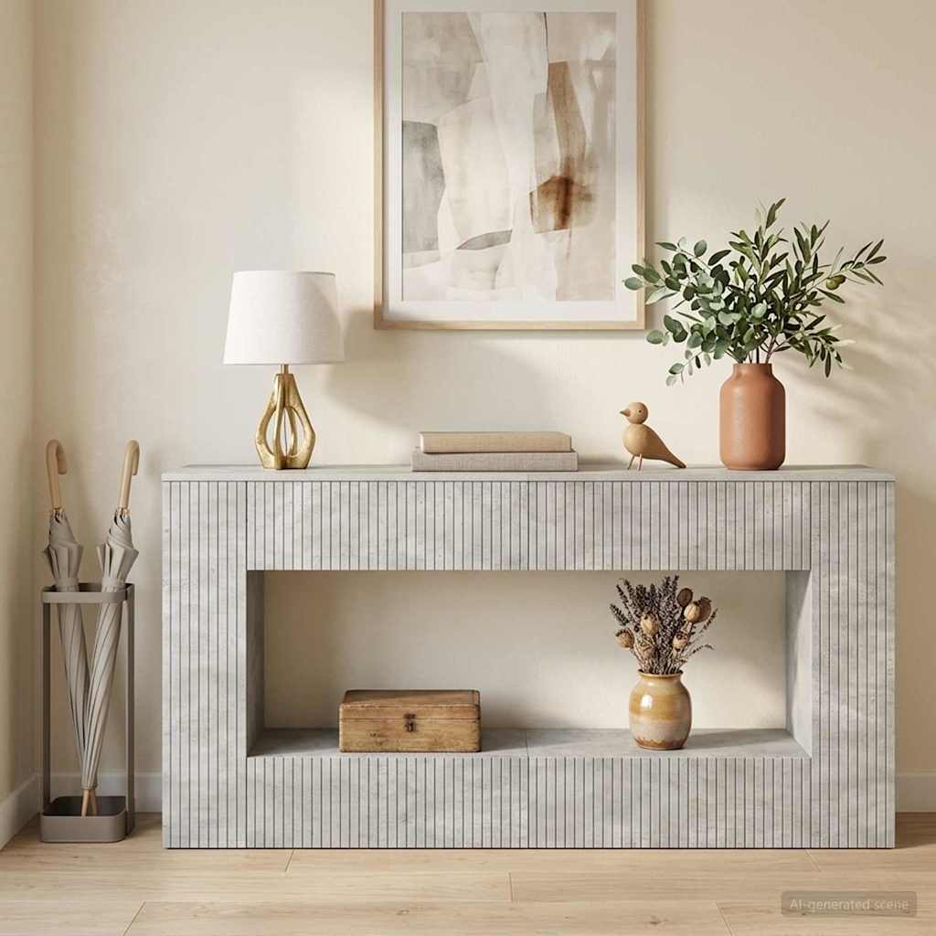 vidaXL Console Table Concrete Grey 155 x 29 x 74 cm Engineered Wood