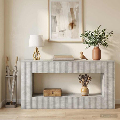 vidaXL Console Table Concrete Grey 155 x 29 x 74 cm Engineered Wood