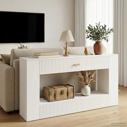 vidaXL Console Table High Gloss White 155 x 29 x 74 cm Engineered Wood