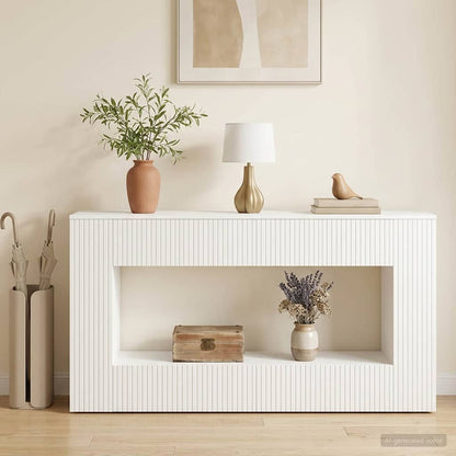 vidaXL Console Table High Gloss White 155 x 29 x 74 cm Engineered Wood