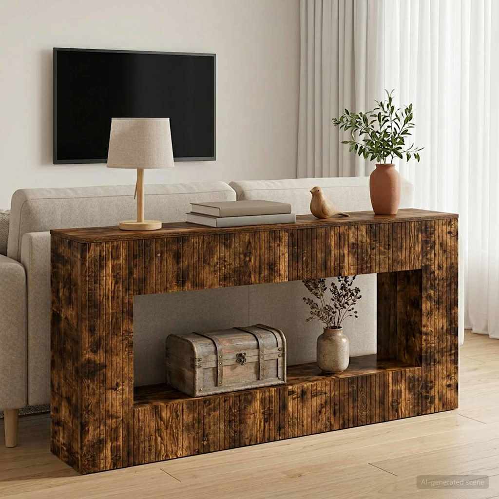 vidaXL Console Table Smoked Oak 155 x 29 x 74 cm Engineered Wood