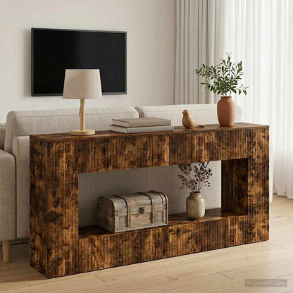 vidaXL Console Table Smoked Oak 155 x 29 x 74 cm Engineered Wood