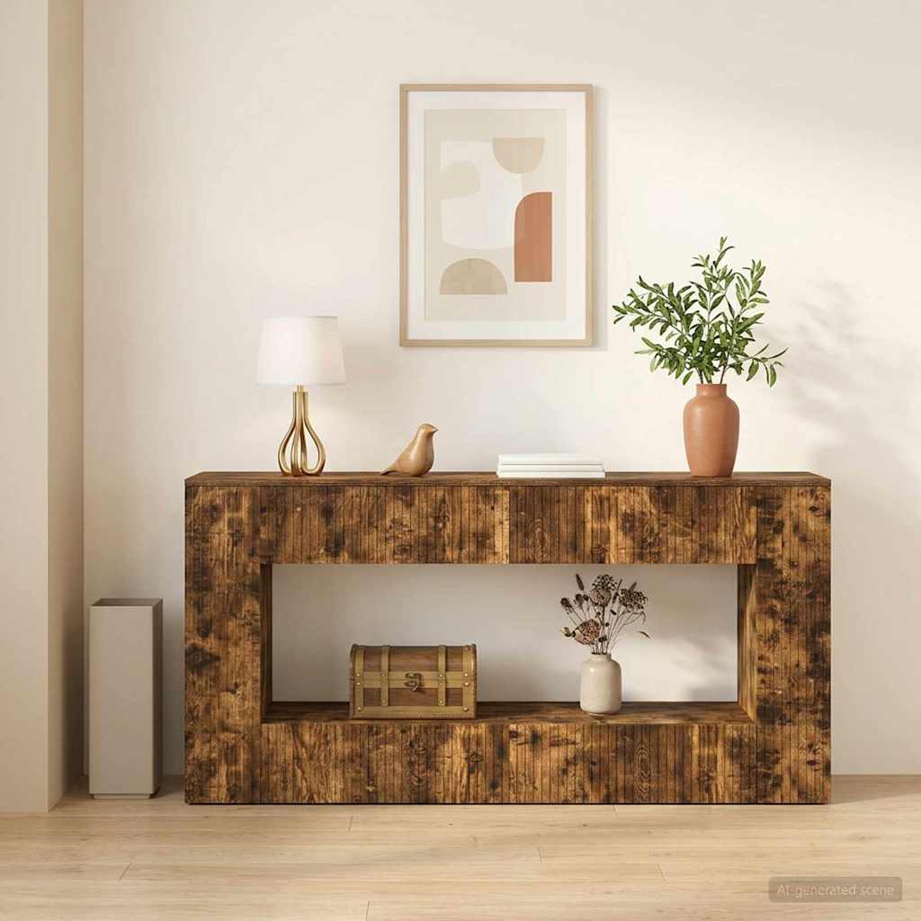 vidaXL Console Table Smoked Oak 155 x 29 x 74 cm Engineered Wood