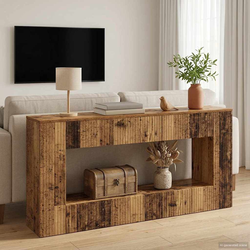 vidaXL Console Table Striped Old Wood 155 x 29 x 74 cm Engineered Wood