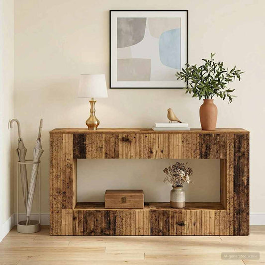 vidaXL Console Table Striped Old Wood 155 x 29 x 74 cm Engineered Wood