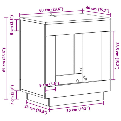 vidaXL Side Table Grey Sonoma 60 x 40 x 65 cm Engineered Wood