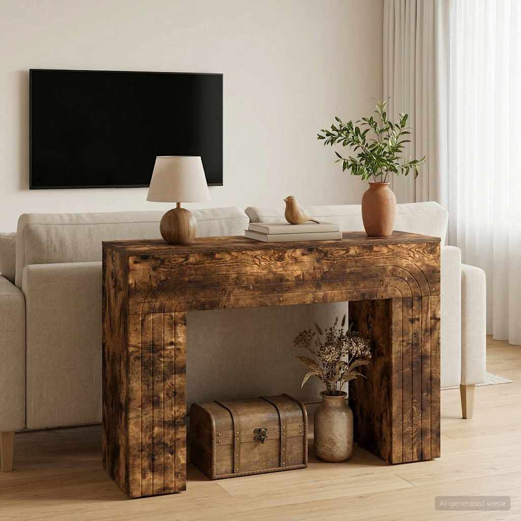 vidaXL Coffee Table Smoked Oak 102 x 35 x 75 cm Engineered Wood