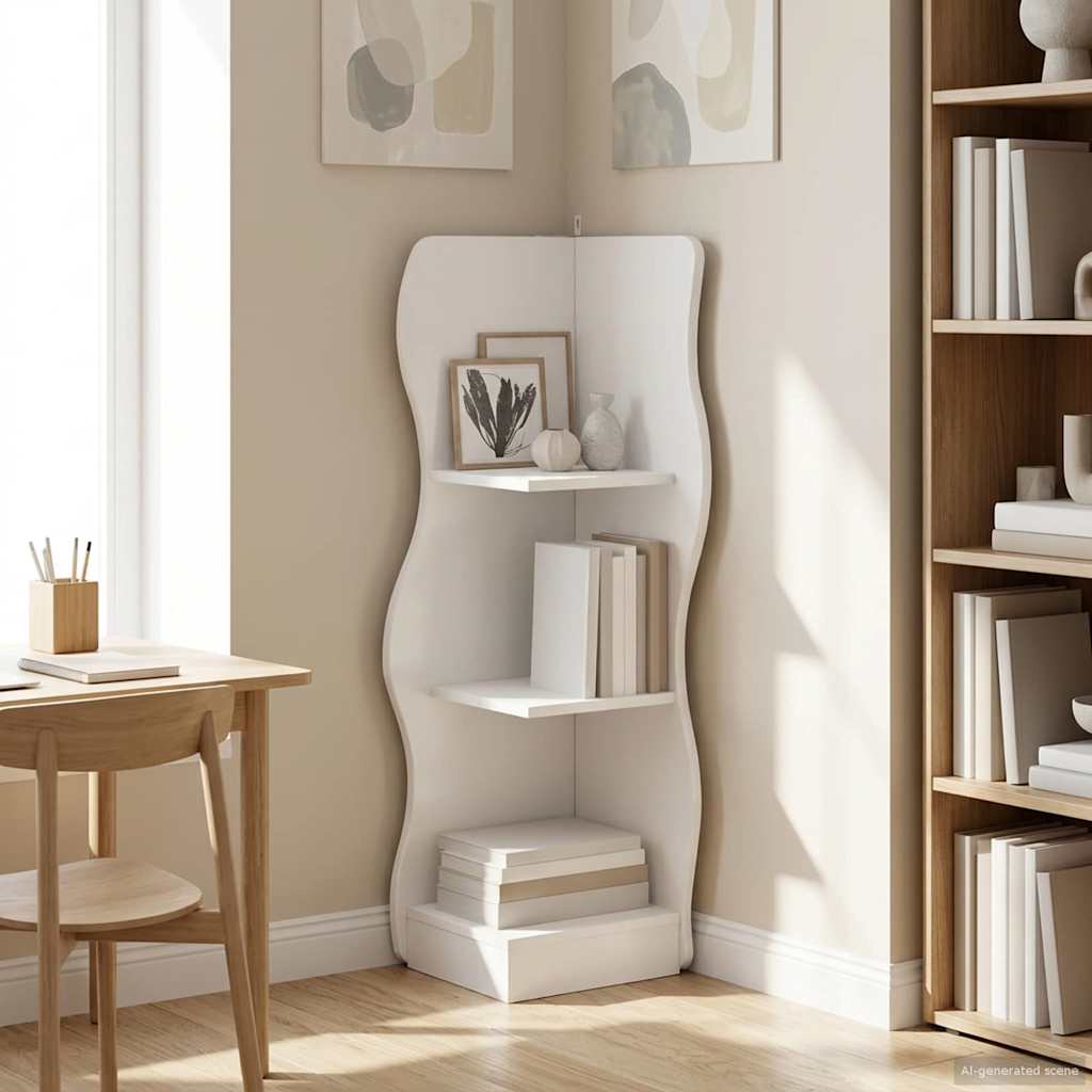 vidaXL Corner Shelf with Shelf White 34 x 33 x 102 cm Engineered Wood