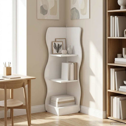 vidaXL Corner Shelf with Shelf White 34 x 33 x 102 cm Engineered Wood