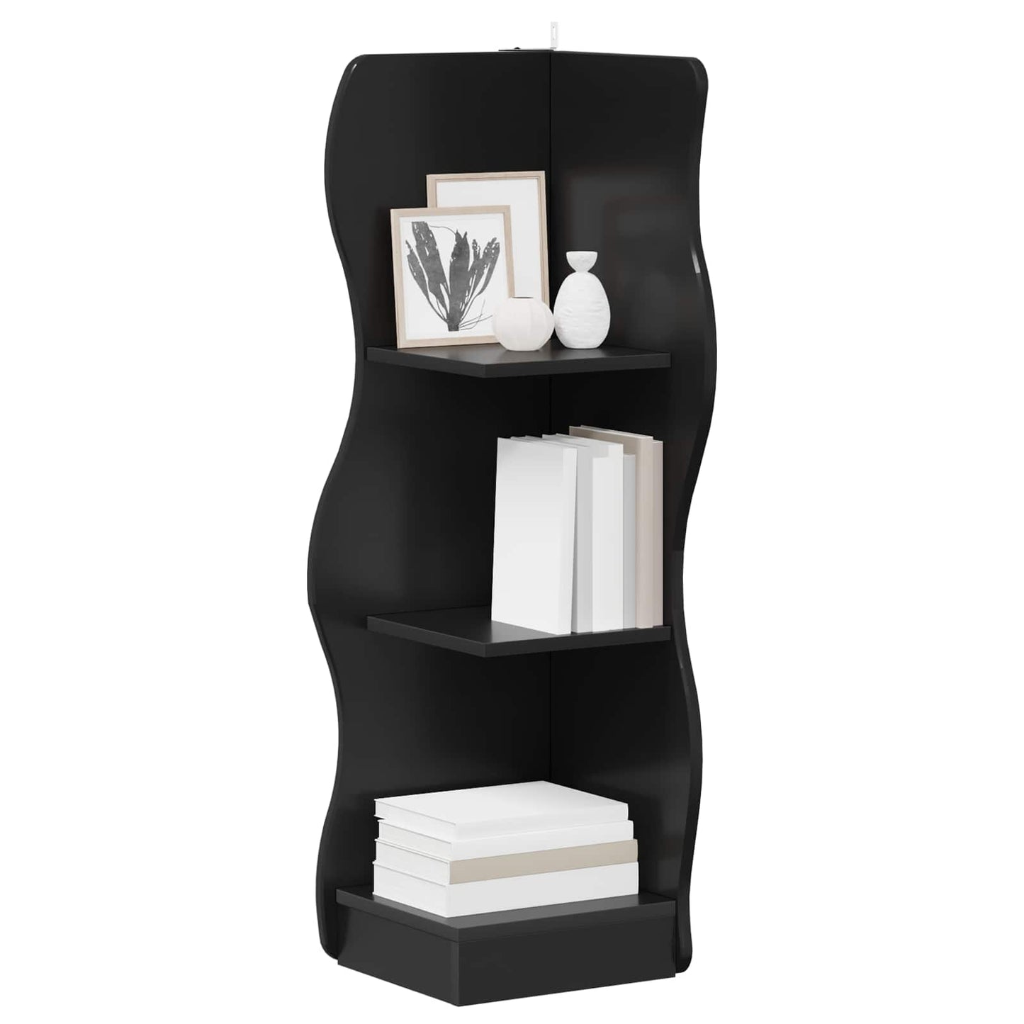 vidaXL Corner Shelf with Shelf Black 34 x 33 x 102 cm Engineered Wood