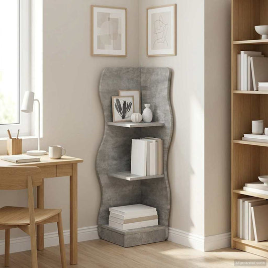 vidaXL Corner Shelf Concrete Grey 34 x 33 x 102 cm Engineered Wood