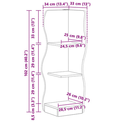 vidaXL Corner Shelf Concrete Grey 34 x 33 x 102 cm Engineered Wood