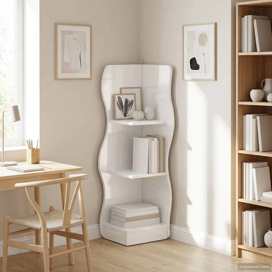 vidaXL Corner Shelf High Gloss White 34 x 33 x 102 cm Engineered Wood