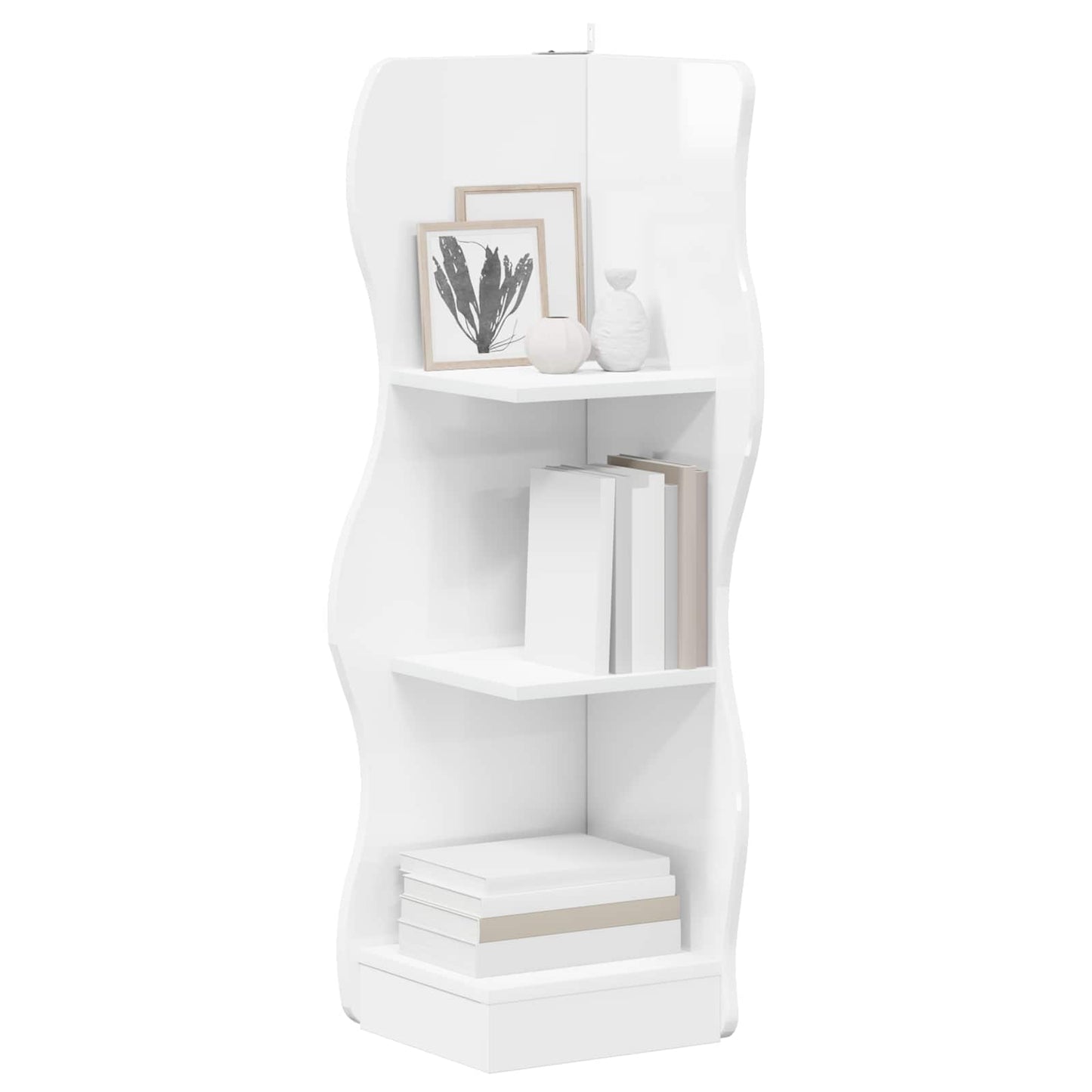 vidaXL Corner Shelf High Gloss White 34 x 33 x 102 cm Engineered Wood