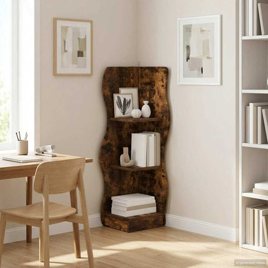 vidaXL Corner Shelf Smoked Oak 34 x 33 x 102 cm Engineered Wood