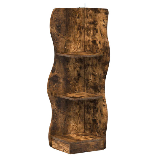 vidaXL Corner Shelf Smoked Oak 34 x 33 x 102 cm Engineered Wood