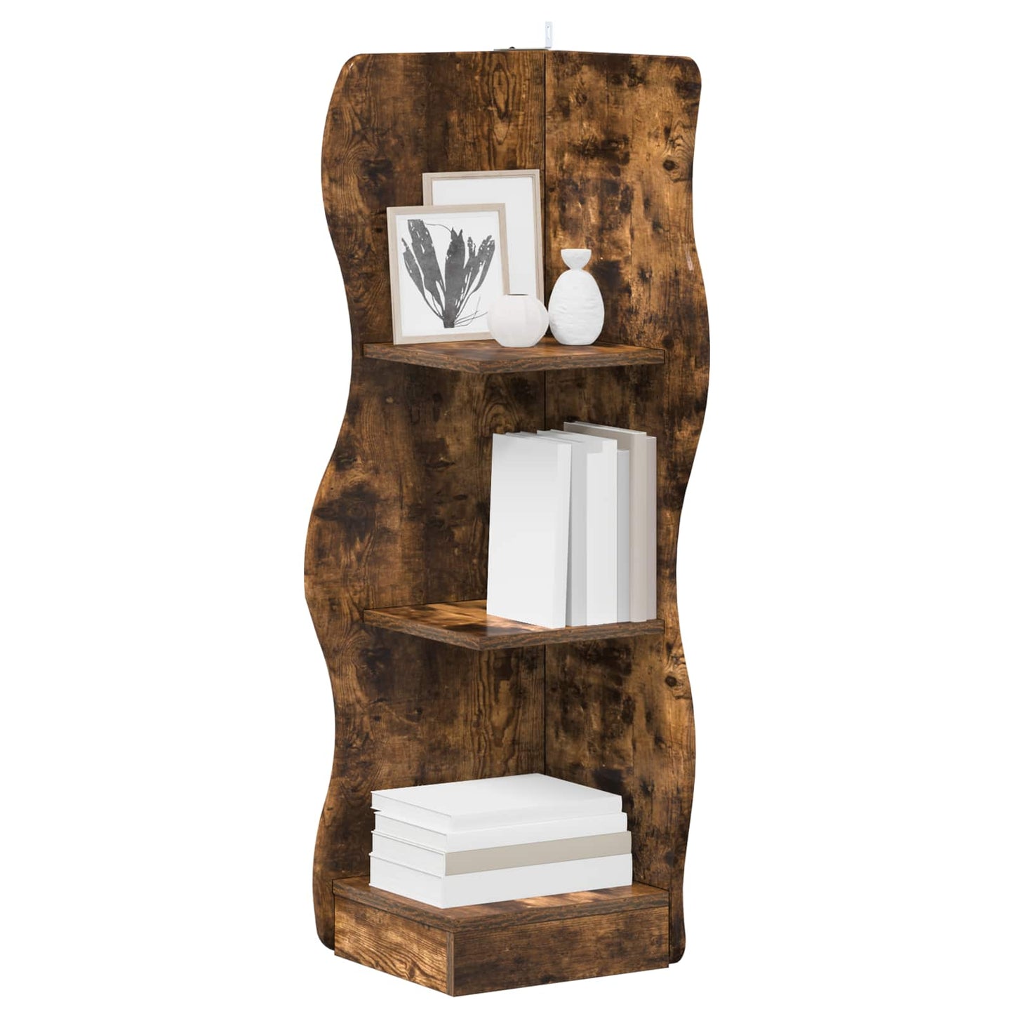 vidaXL Corner Shelf Smoked Oak 34 x 33 x 102 cm Engineered Wood