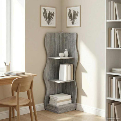 vidaXL Corner Shelf Grey Sonoma 34 x 33 x 102 cm Engineered Wood