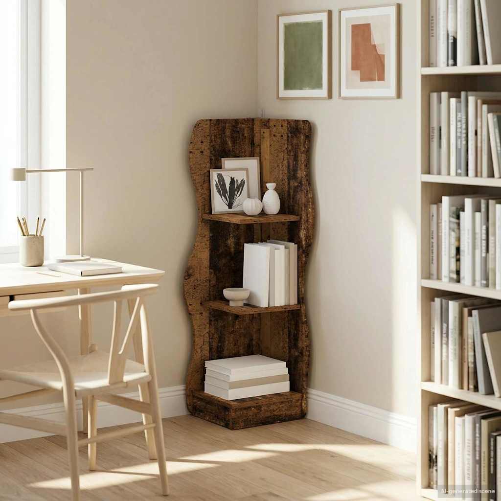 vidaXL Corner Shelf Old Wood 34 x 33 x 102 cm Engineered Wood