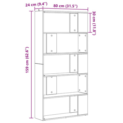 vidaXL Book Cabinet 80 x 24 x 159 cm Engineered Wood Artisan Oak